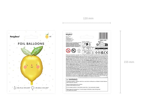 Citronfolieballong, 50x75 cm, blandad