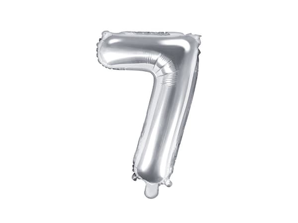 Folieballong med siffran ''7'', 35 cm, silver
