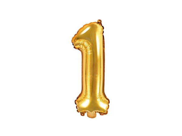 Folieballong med siffran ''1'', 35 cm, guld
