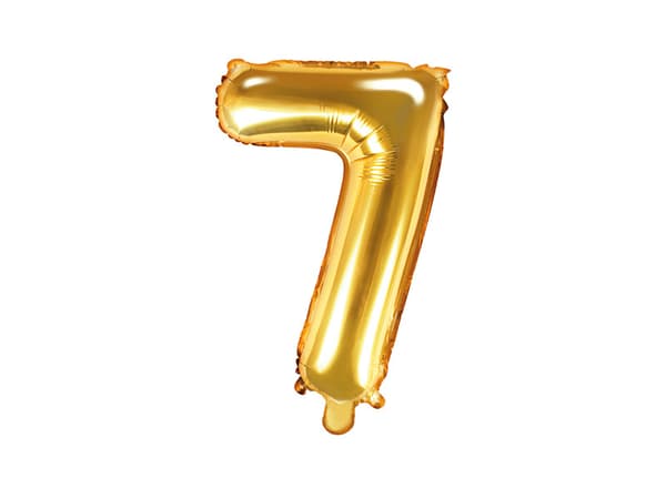 Folieballong med siffran ''7'', 35 cm, guld