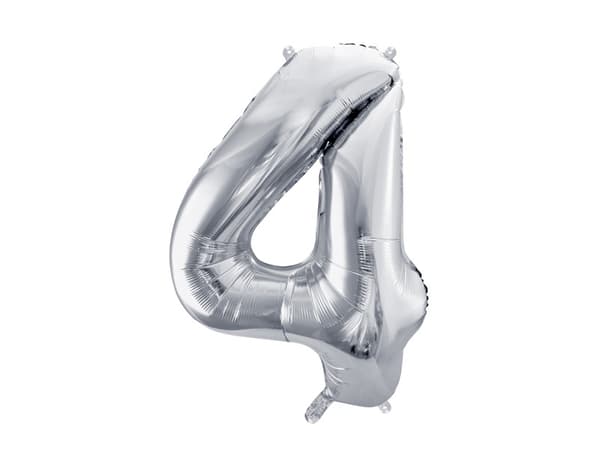 Folieballong med siffran ''4'', 72 cm, silver