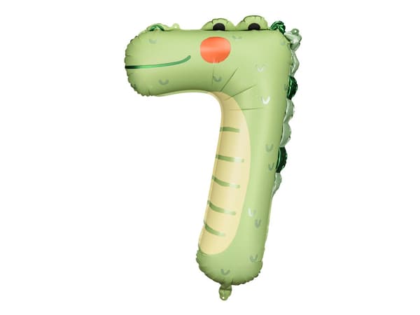 Folieballong Nummer 7 - Krokodil, 56x85 cm, mix