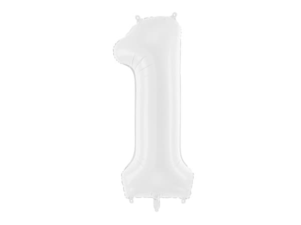 Folieballon med nummer ''1'', 86 cm, hvid