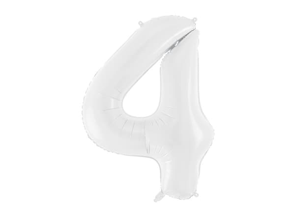 Folieballong med siffran ''4'', 86 cm, vit