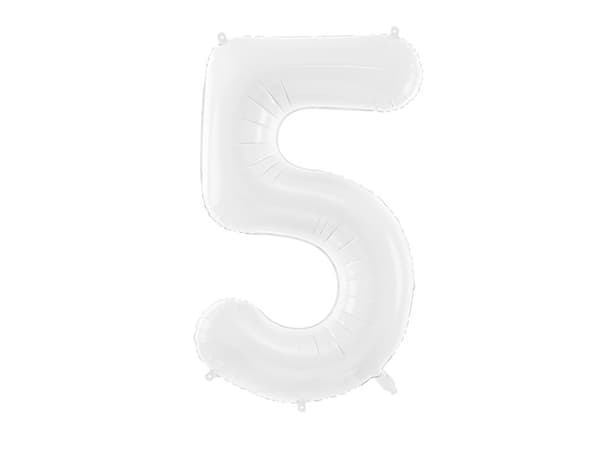 Folieballong med siffran ''5'', 86 cm, vit