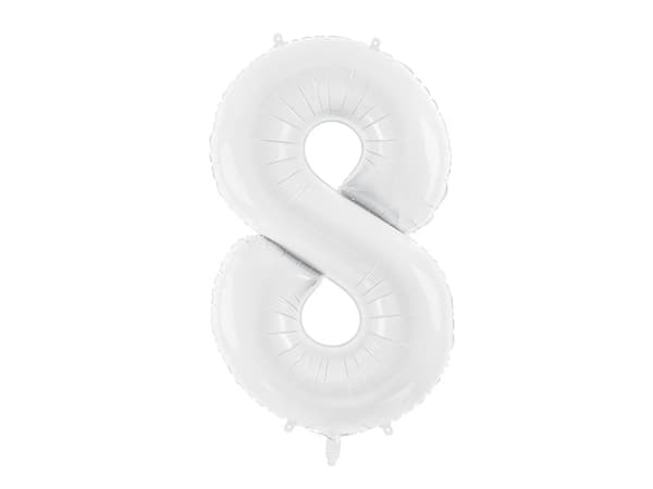 Folieballong med siffran ''8'', 86 cm, vit