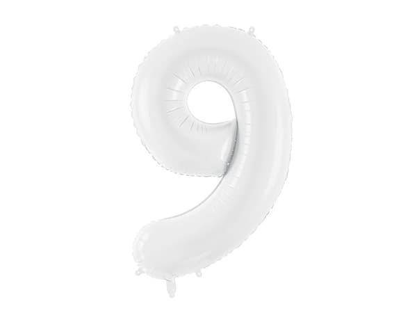 Folieballong med siffran ''9'', 86 cm, vit