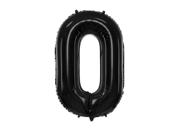 Folieballong Nummer ''0'', 86 cm, svart