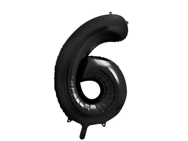 Folieballong med siffran ''6'', 86 cm, svart