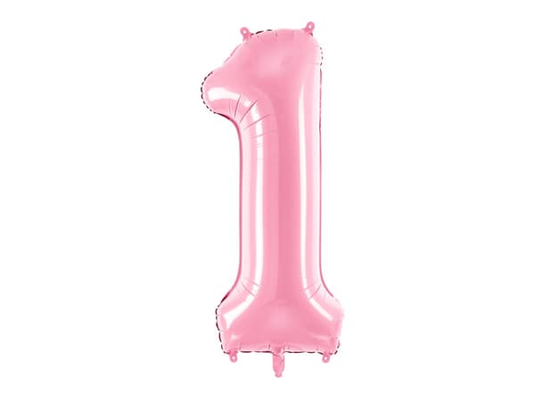 Folieballong med siffran ''1'', 86 cm, rosa