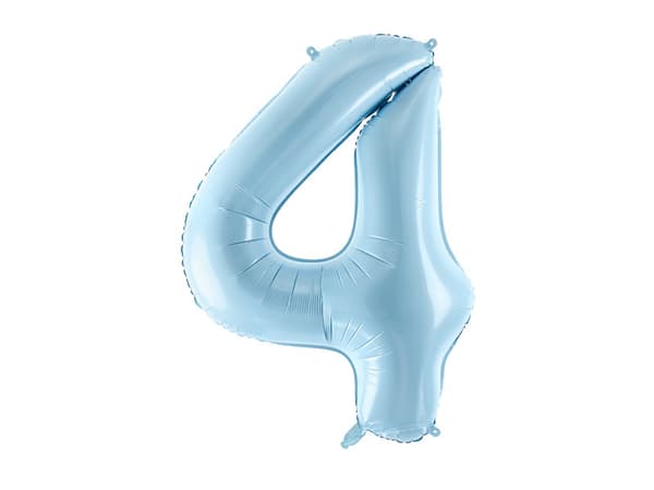 Folieballon med nummer ''4'', 86 cm, lyseblå