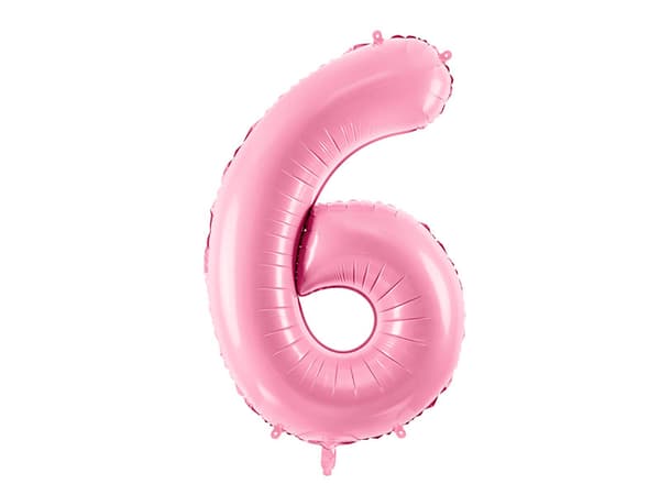 Folieballong med siffran ''6'', 86 cm, rosa