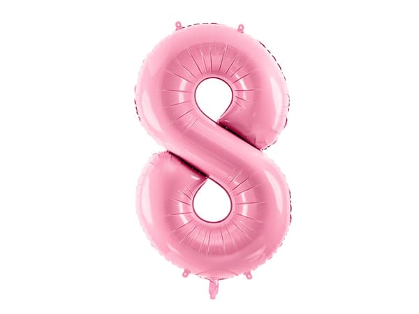 Folieballong med siffran ''8'', 86 cm, rosa