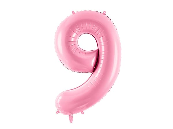Folieballong med siffran ''9'', 86 cm, rosa