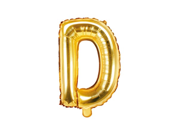 Folieballong Bokstaven ''D'', 35 cm, guld
