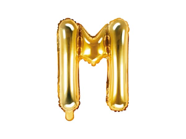 Folieballon bogstav ''M'', 35 cm, guld