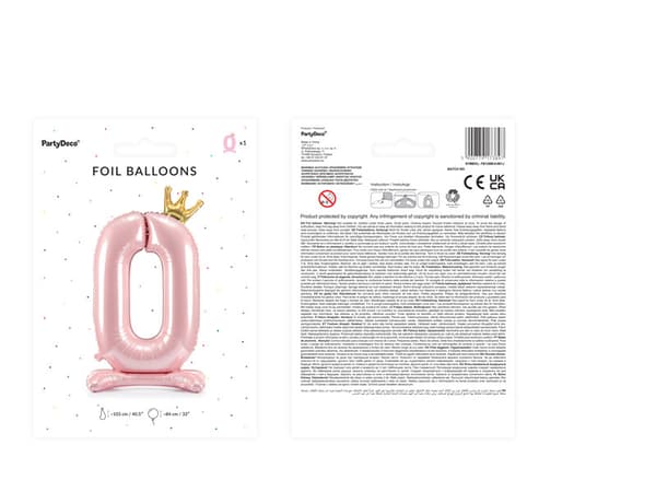Stående folieballong nummer ""0"", 84 cm, ljusrosa