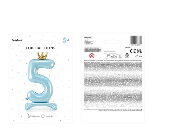Folioilmapallo numero "5", 84 cm, sininen