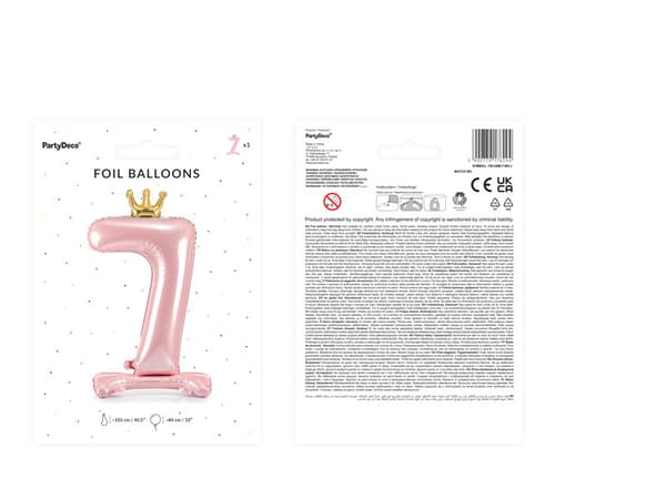 Stående folieballong nummer "7", 84 cm, ljusrosa
