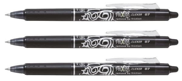 FriXion Ball Clicker 3-P - Rollerball med gelblekk - Sort - Medium spiss Pilot
