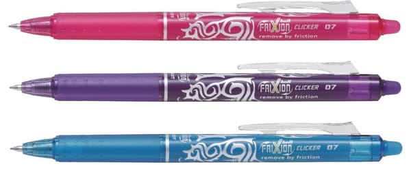 Bläckpenna Frixion Clicker 3-p Rosa/Blå/Violett, Pilot