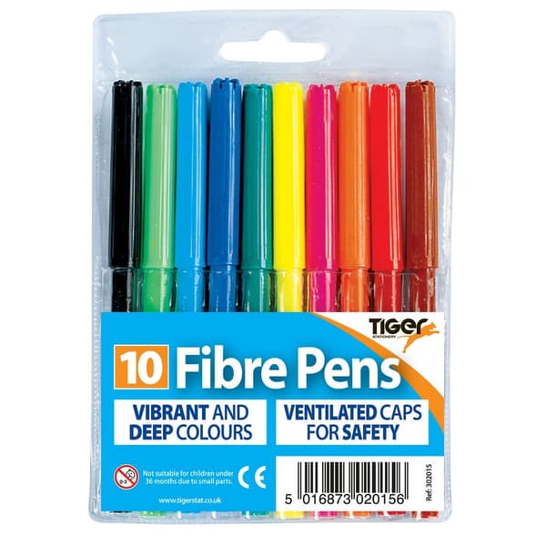 Tiger Stationery Penset med fiberpennor (förpackning med 10 stycken)