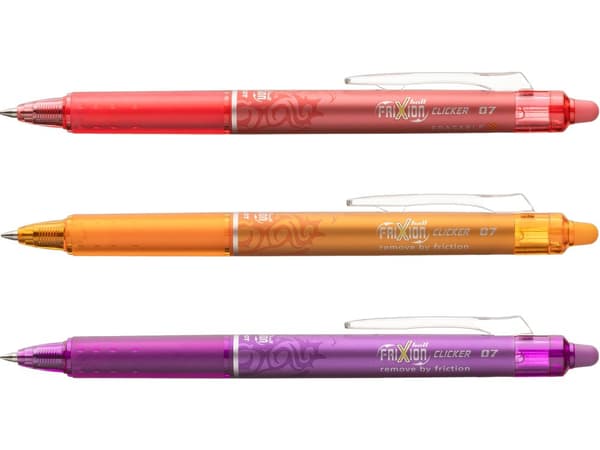 Bläckpenna Frixion Clicker 3-Pack Apricot/Coral/Purple Pilot