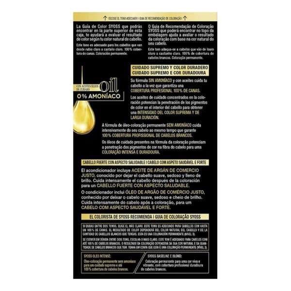 Permanent Hårfarge Syoss Olio Intense Uten ammoniakk Nº 8,50 Lys Askeblond
