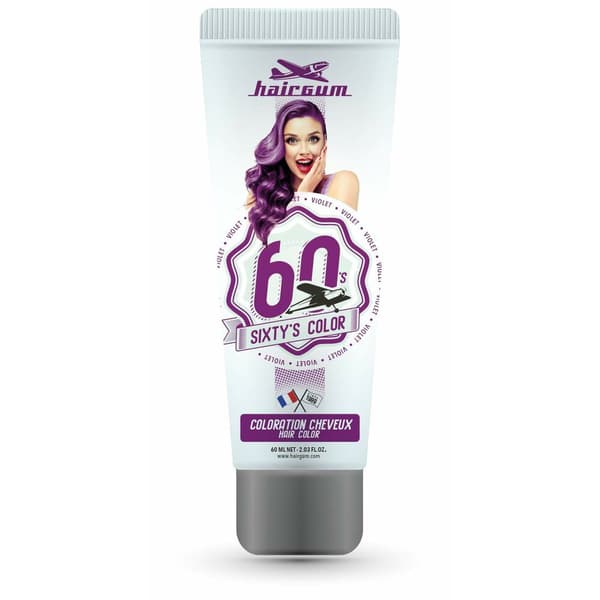Halvmidlertidig Farge Hairgum Sixty's Color Fiolett (60 ml)