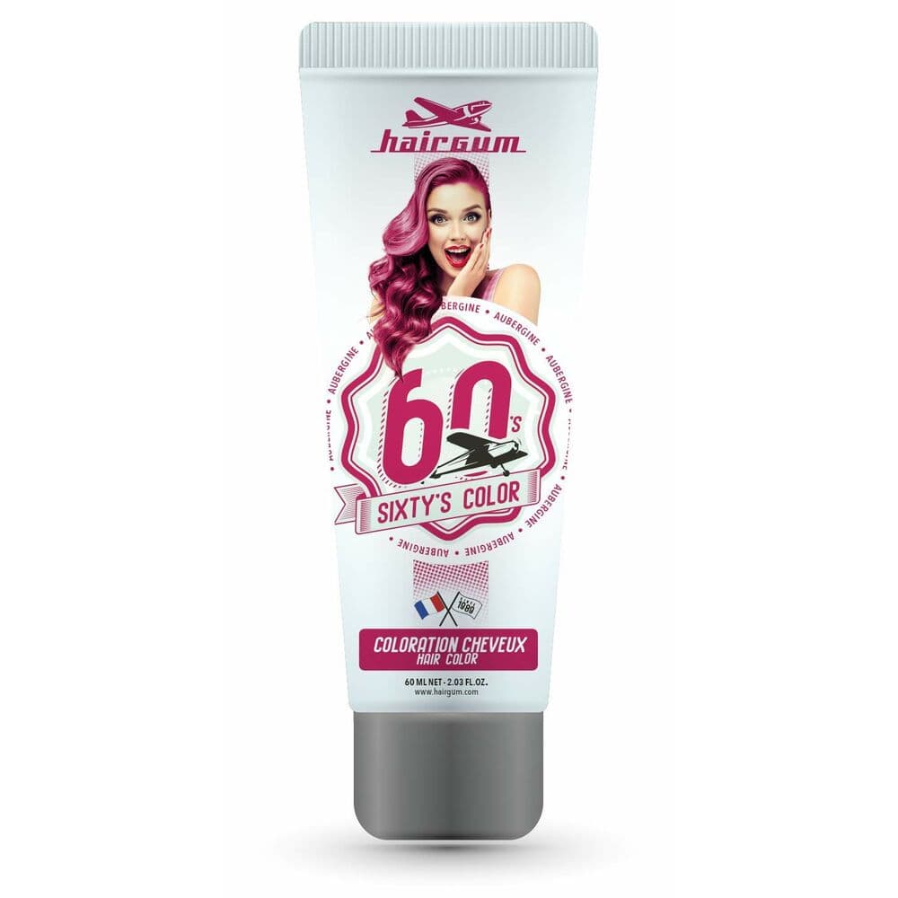 Halvmidlertidig Farge Hairgum Sixty's Color Aubergine (60 ml)