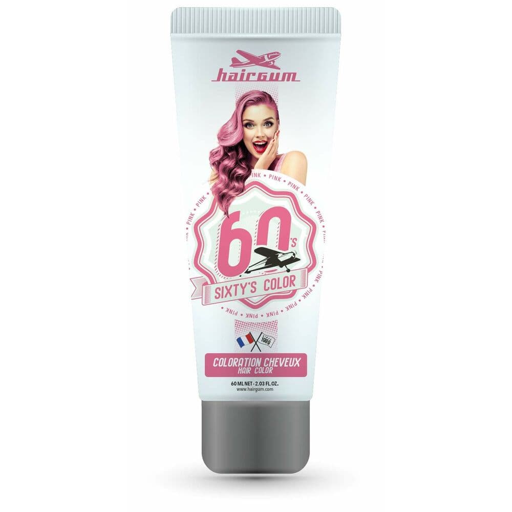 Halvmidlertidig Farge Hairgum Sixty's Color Rosa (60 ml)