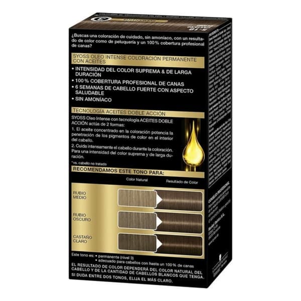 Permanent Farve Syoss Olio Intense Uden ammoniak Nº 5,10 Klar Kastanje