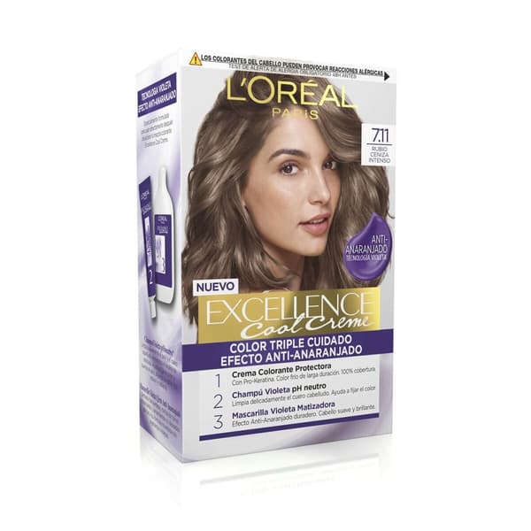 Permanent hårfäg - creme L'Oreal Make Up Excellence Cool Creme Intenzivno Askblond 7,11