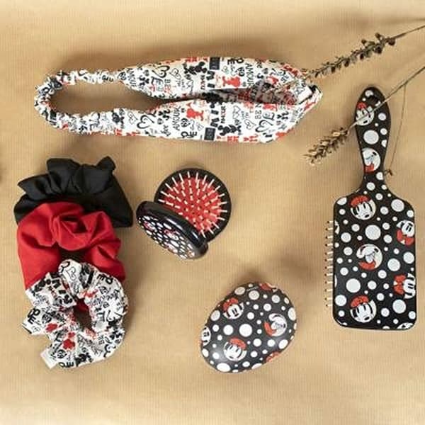 Børste til Jevning av Håret Disney Svart Minnie Mouse 7 x 9 x 4 cm