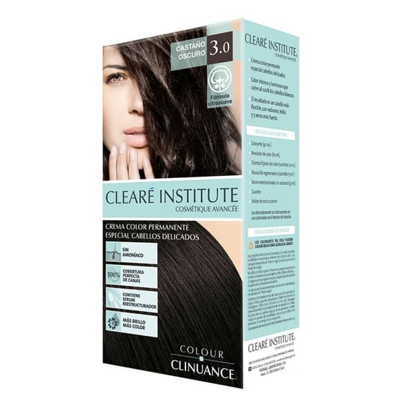Permanent hårfäg - creme Clearé Institute Colour Clinuance Nº 3.0-castaño oscuro (1 antal)