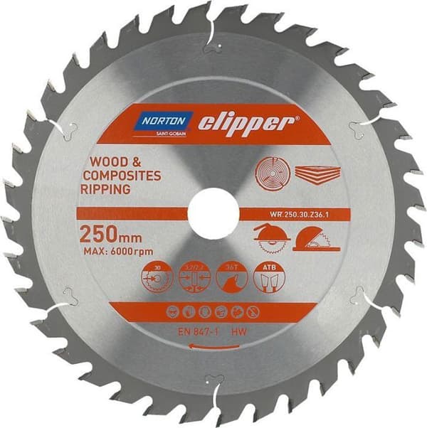 Norton clipper - 70184608066 - NORTON CIRCULÄRSÅG 250 mm x 30 mm x 36z TRÄ OCH KOMPOSITER ATB (3.2 / 2.2) N