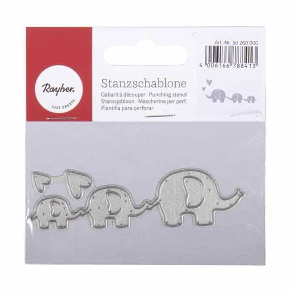 Skärmall - RAYHER - Elefantfamilj - 0,8-2,3cm x 0,7-9cm - 2st - tab.-LS