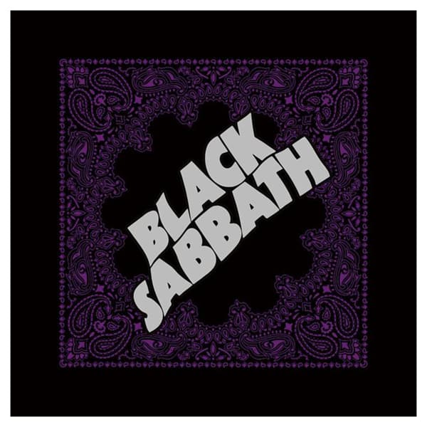 Black Sabbath Bandana Classic Wavy Logo Official Black (21in x 21in) en storlek