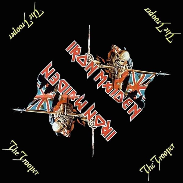 Iron Maiden Bandana The Trooper Logo Official Black (21in x 21in) One Size