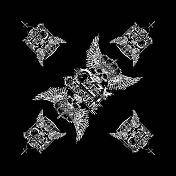 Ozzy Osbourne Bandana Skull and Wings Band Logo Official Black One Size