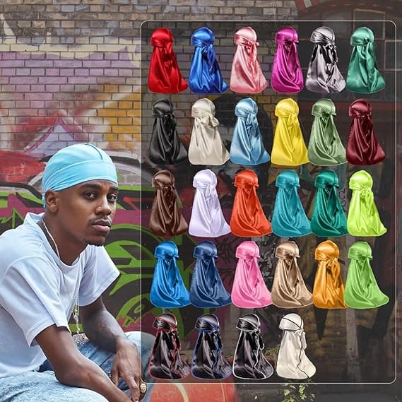 Gorro de seda con ondas para hombre y mujer, gorro de seda ligero con ondas de 360 grados y volantes, bandana