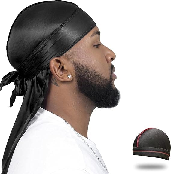 Gorro de seda con ondas para hombre y mujer, gorro de seda ligero con ondas de 360 grados y volantes, bandana