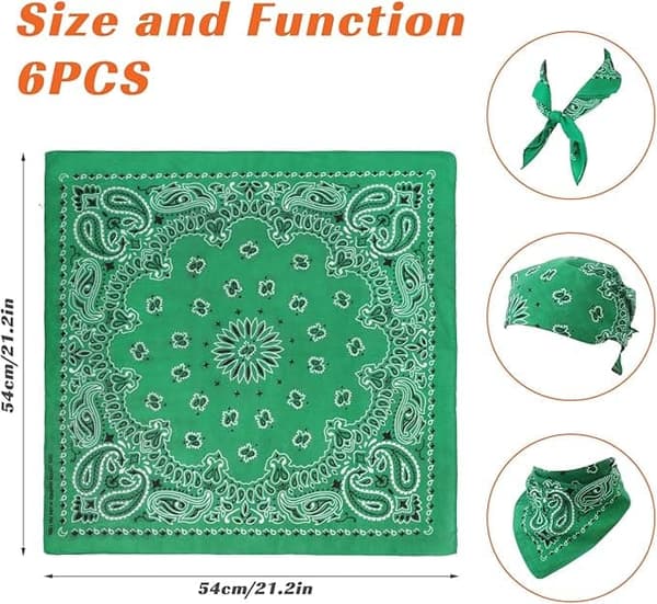 Lollanda 6 kpl Bandana Paisley 54x54 cm