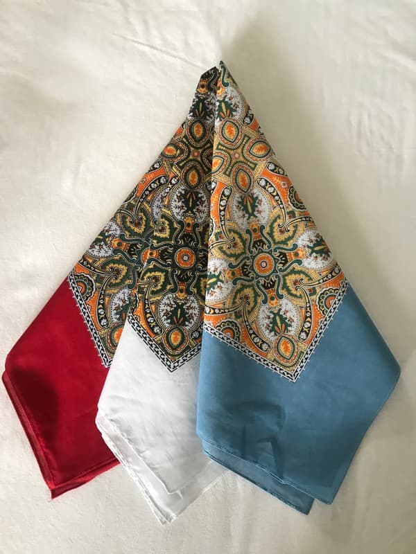 SPARA 50,00 3-PACK GAMMALDAGS PAISLEY SNUSNÄSDUKAR BANDANA BANDANAS   JEANSBLÅ RÖD VIT