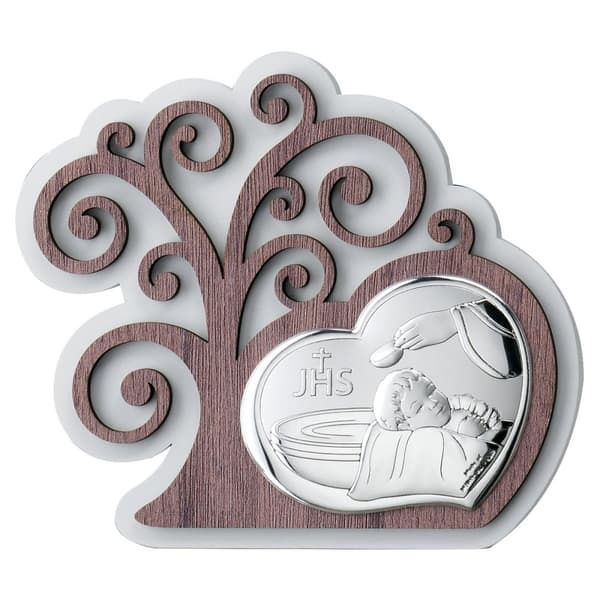 Skyddsängel bild silver modern ovanför sängen Livets träd | Storlek: 15x13 cm | SKU: VLL330