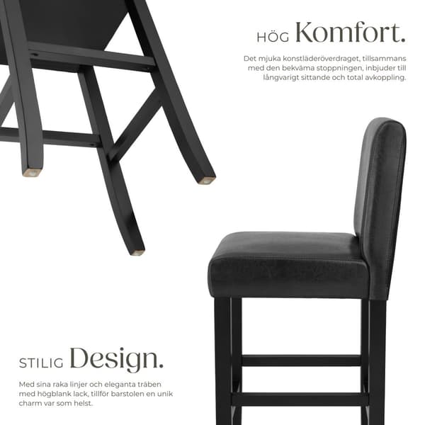 Barstol i konstläder - svart, per styck