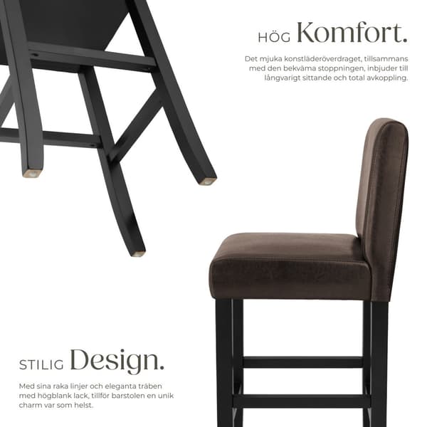 Barstol i konstläder - brun, per styck