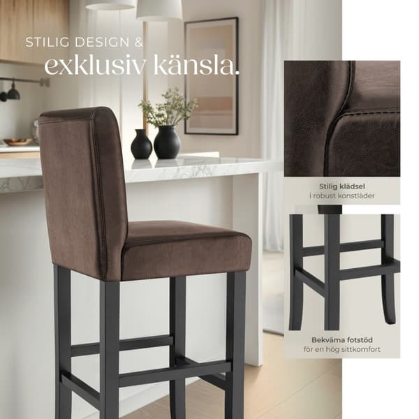 Barstol i konstläder - brun, per styck
