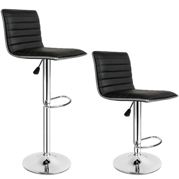 Barstole, sæt med 2 stk., i kunstlæder og krom 60-81cm - sort