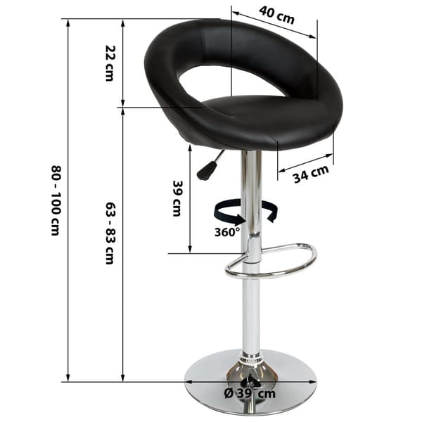 Sæt med 2 barstole 63-83cm - sort